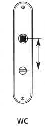 Langschild mit Lochabstandmarkierung zwischen Mitte oberer Vierkant und Mitte unterer Vierkant